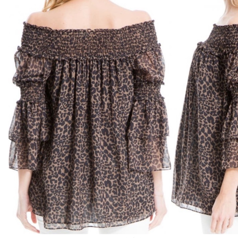 Leopard Print Off-Shoulder Top - Picture 11 of 12